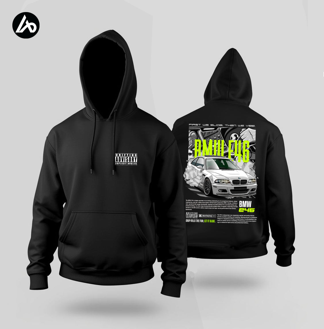 E46 Drift Car Black Hoodie