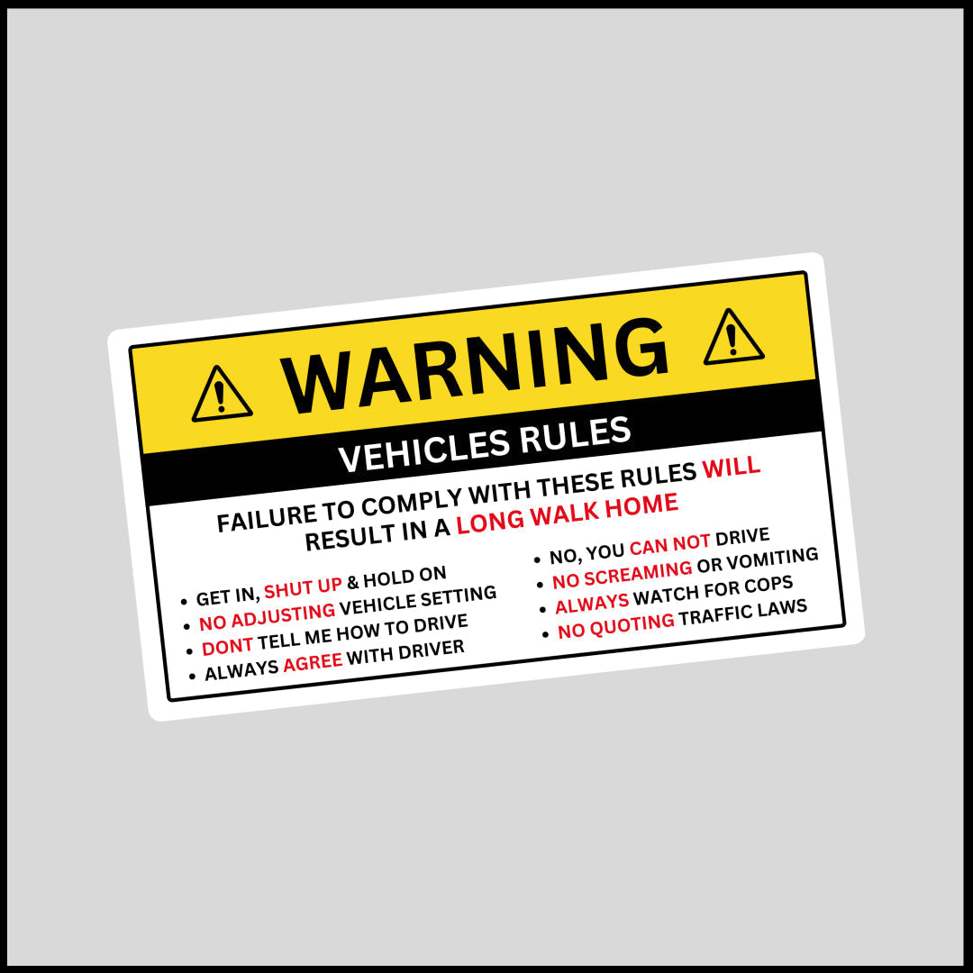 Vehicle Rules Sticker