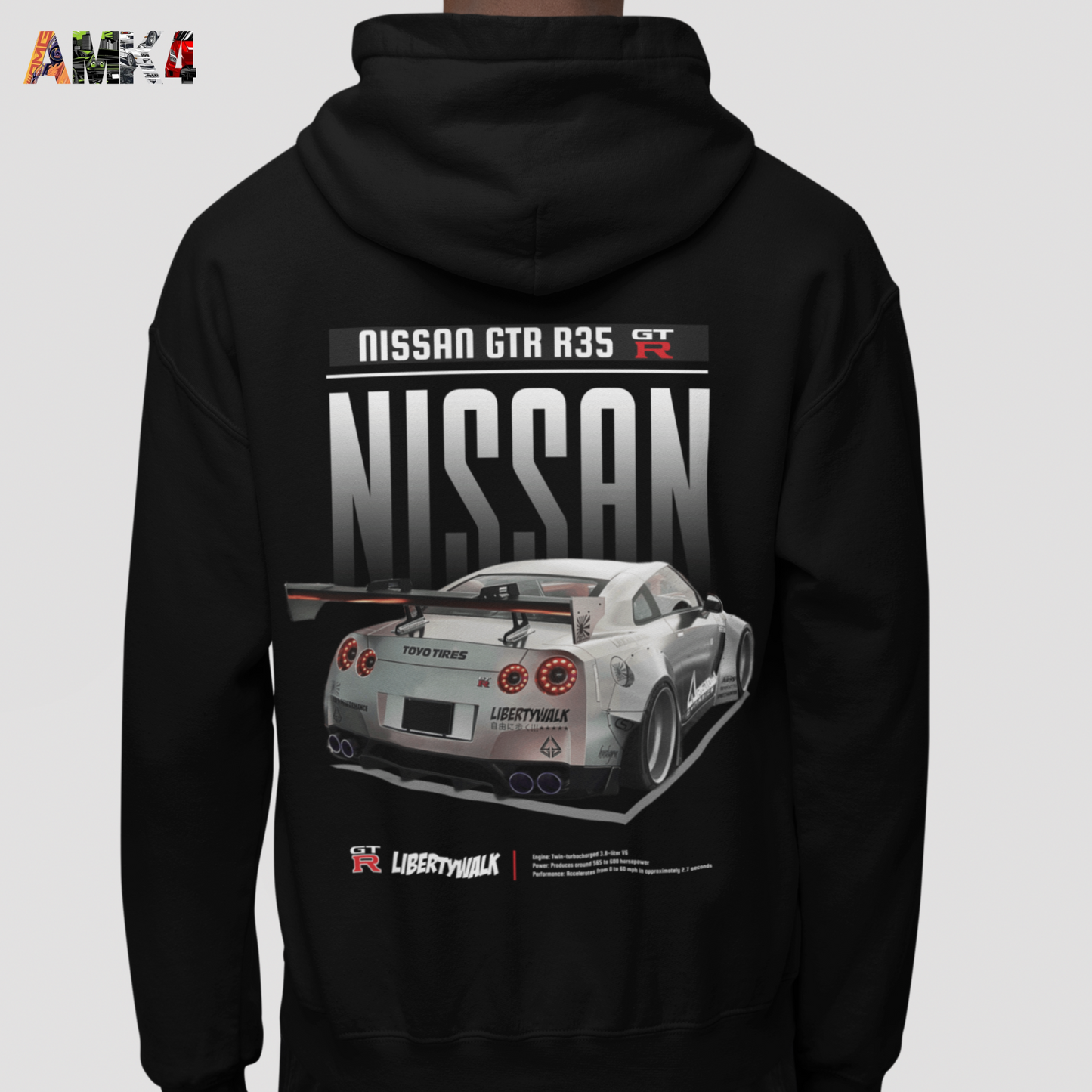 Nissan GTR R35 Black Hoodie