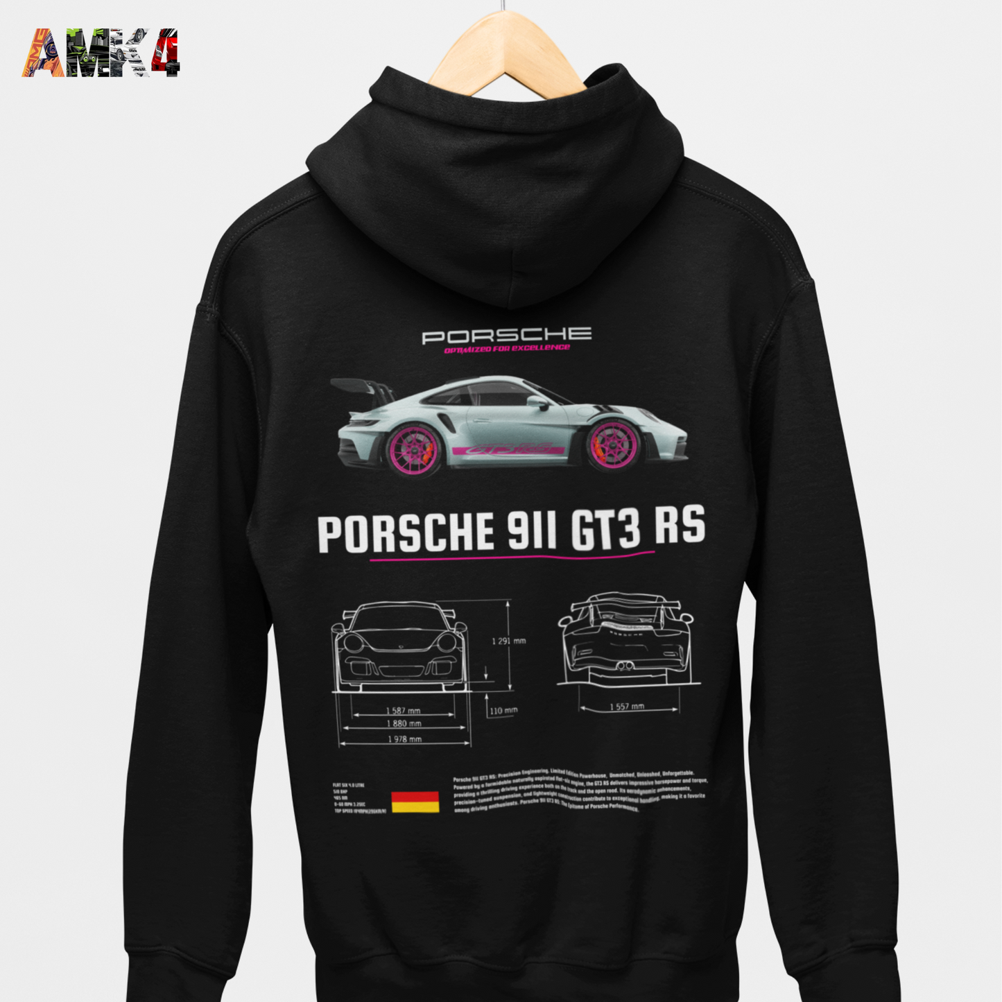 Porsche 911 GT3 RS Black Hoodie – Amk4