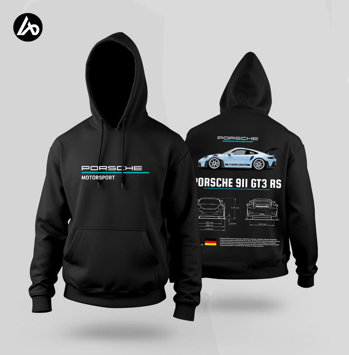 Porsche 911 GT3 RS (Blue) Black Hoodie