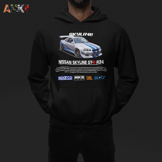 GTR R34 Skyline Black Hoodie