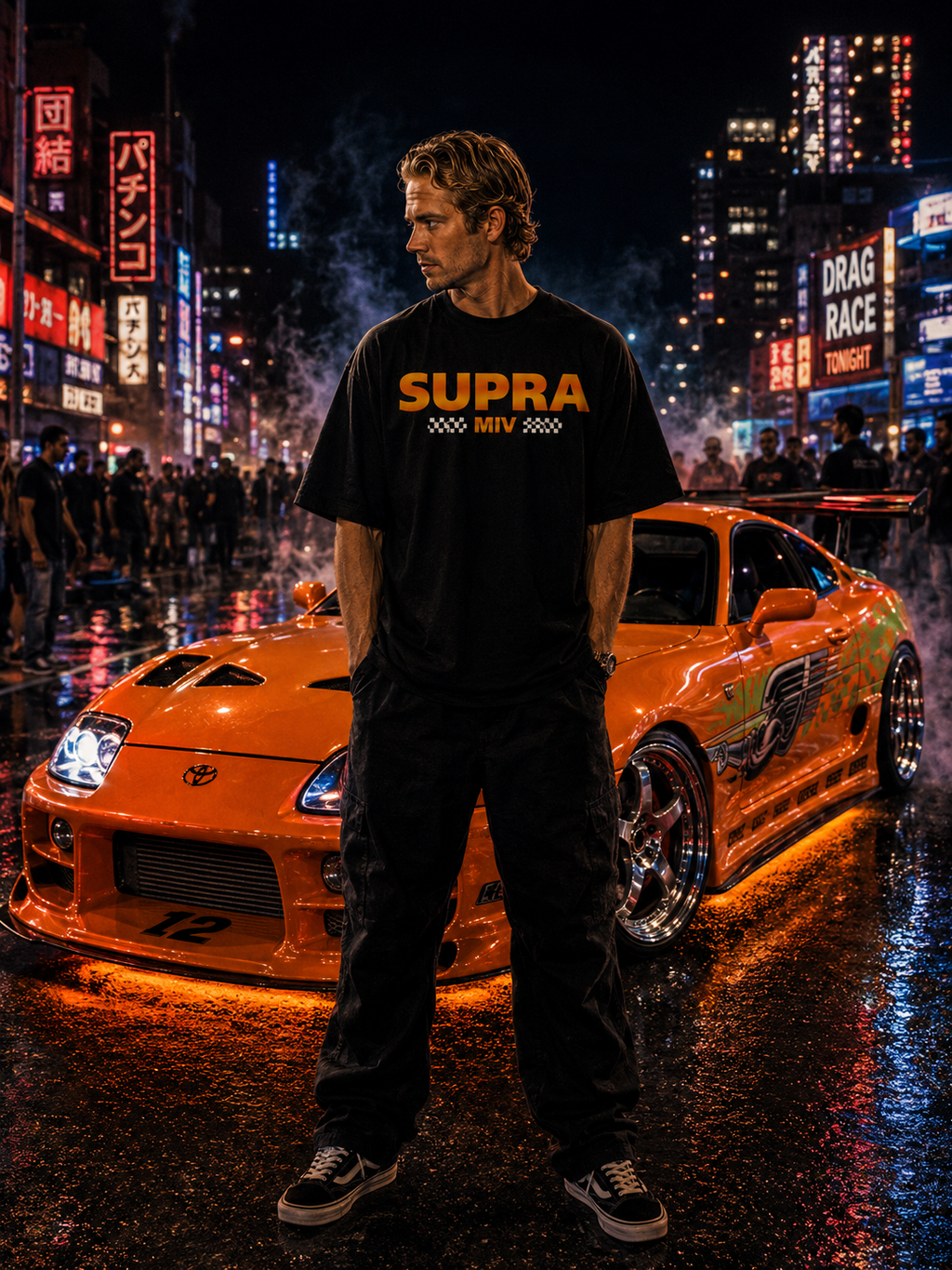 FnF Supra MK4 - Black Oversized Tee