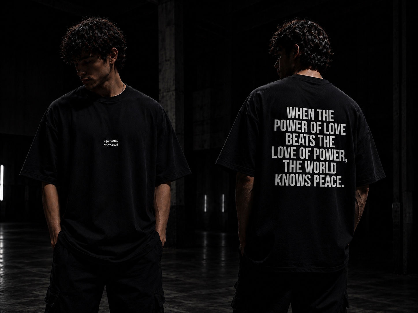 The World Knows Peace - Black Oversized Tee