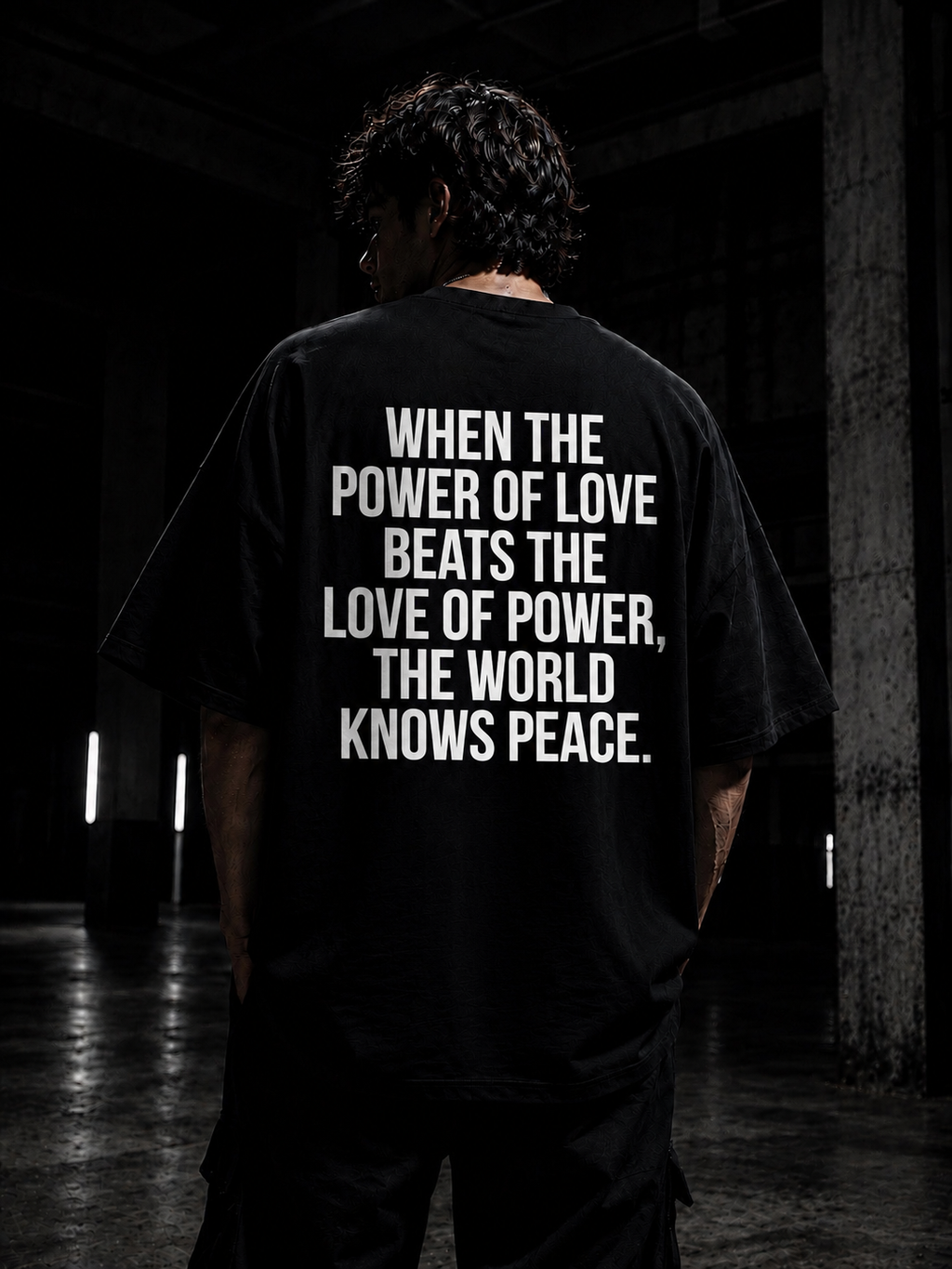 The World Knows Peace - Black Oversized Tee