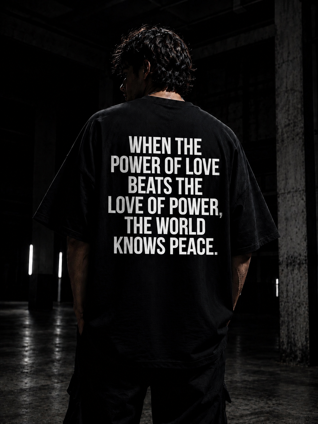The World Knows Peace - Black Oversized Tee