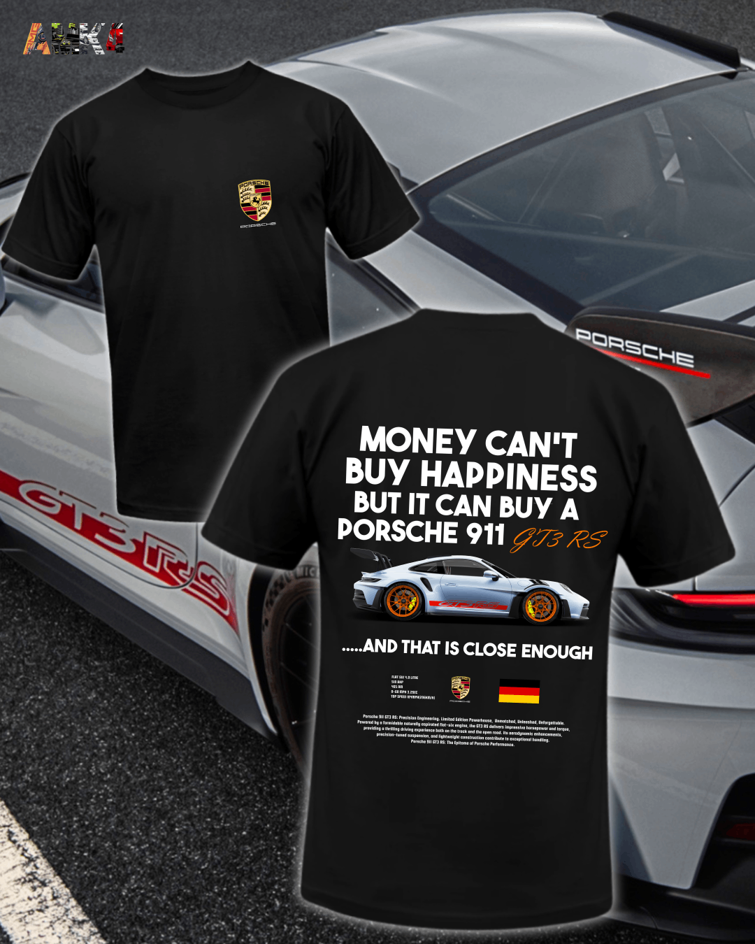 Porsche 911 GT3 RS: Money Can't Buy Happiness T-shirt