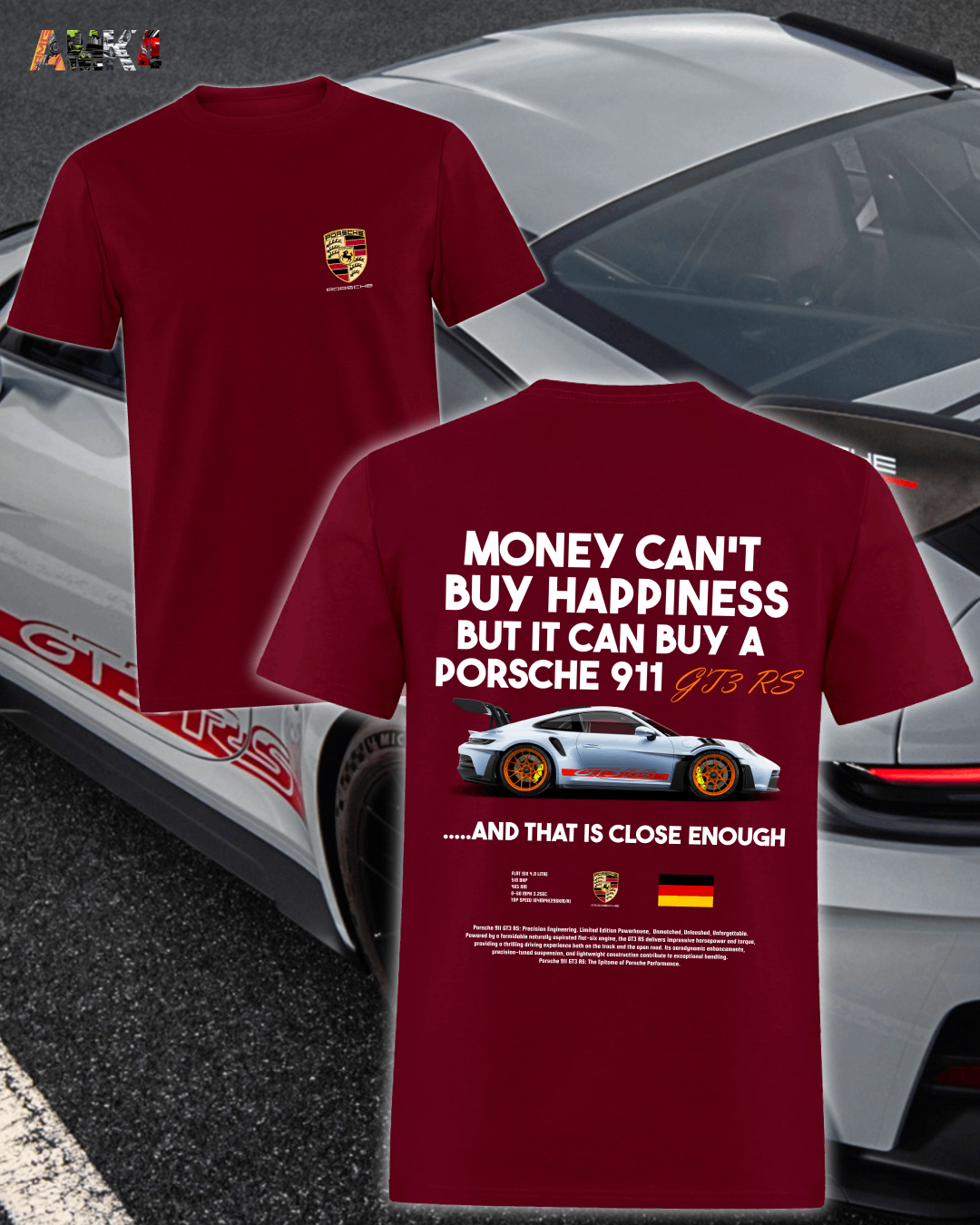 Porsche 911 GT3 RS: Money Can't Buy Happiness T-shirt