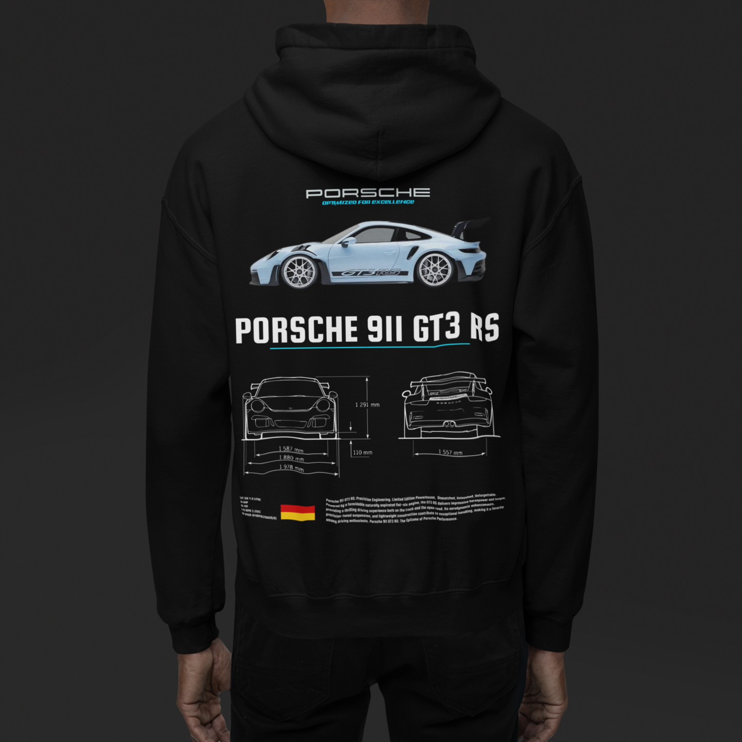 Porsche 911 GT3 RS (Blue) Black Hoodie