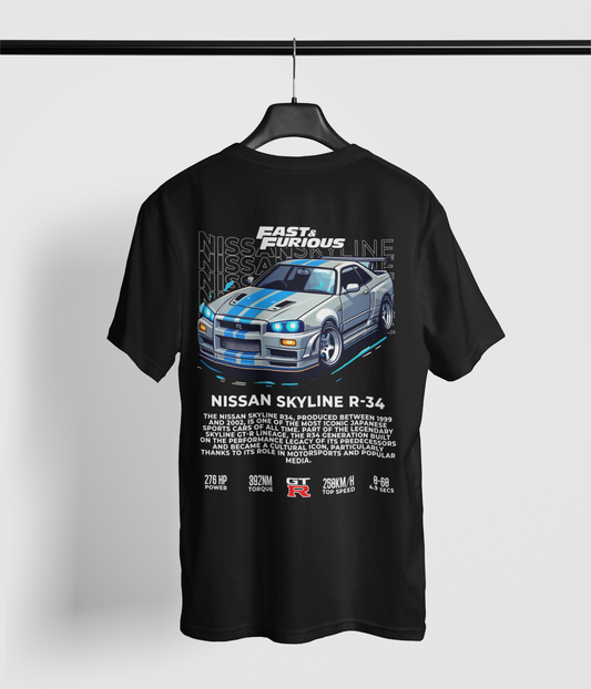 FnF GTR R34 Black Tee