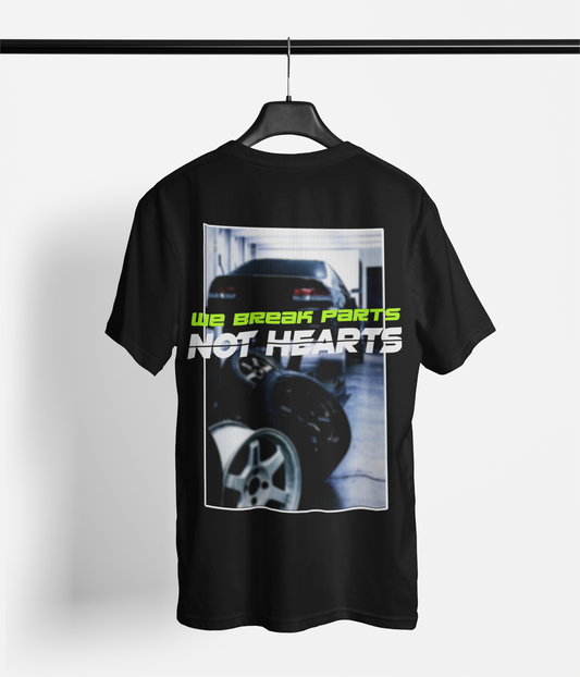 We Break Parts Not Hearts Black Tee