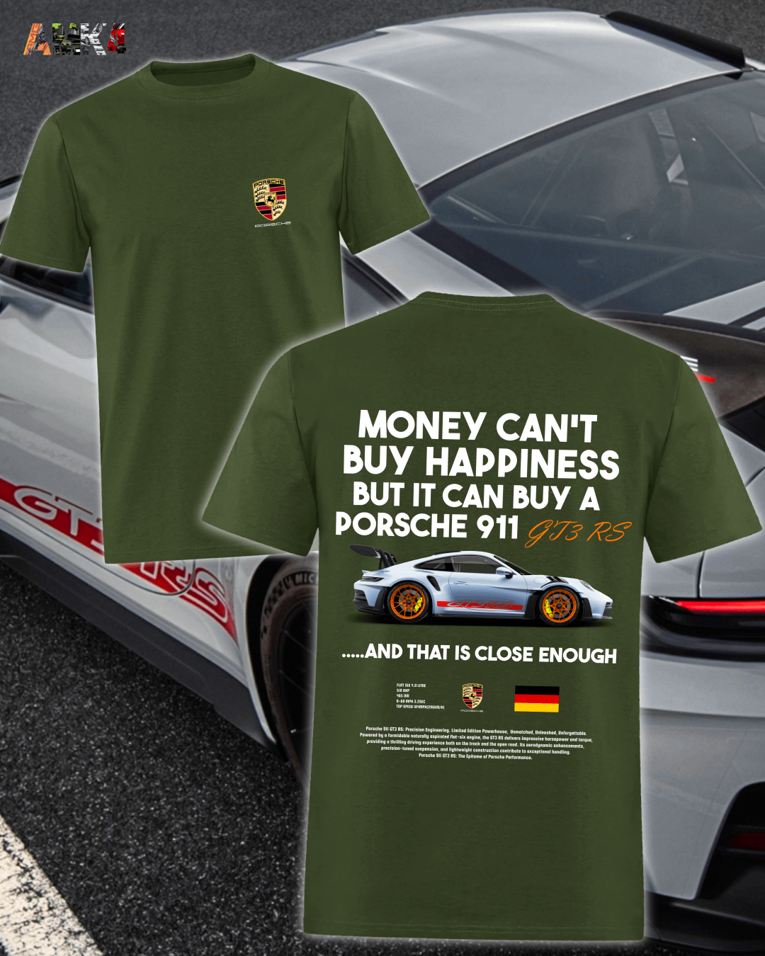 Porsche 911 GT3 RS: Money Can't Buy Happiness T-shirt