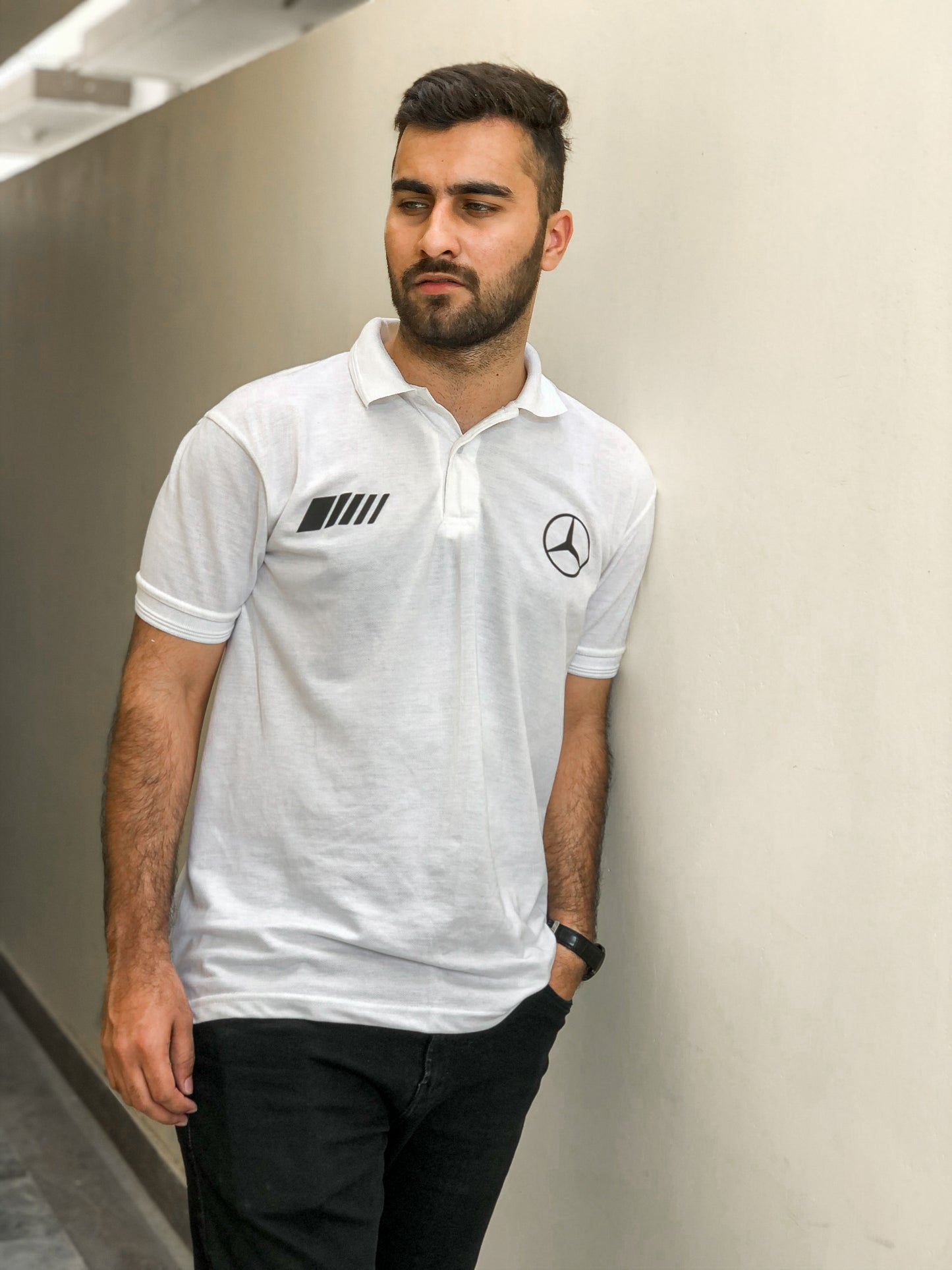 Mercedes White Polo Shirt